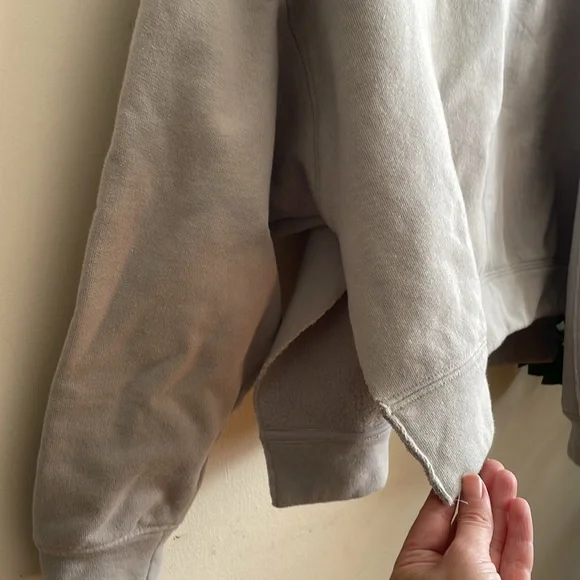 Lafayette 148 NY Medford crew neck sweatshirt gray sage crop cotton luxury large - Picture 5 of 10